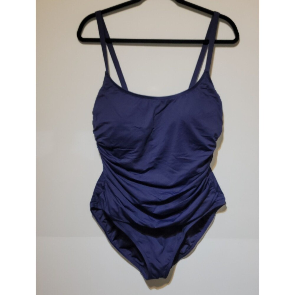 La Blanca Blue Island Goddess One Piece Swimsuit Ruched Plus Size 16W